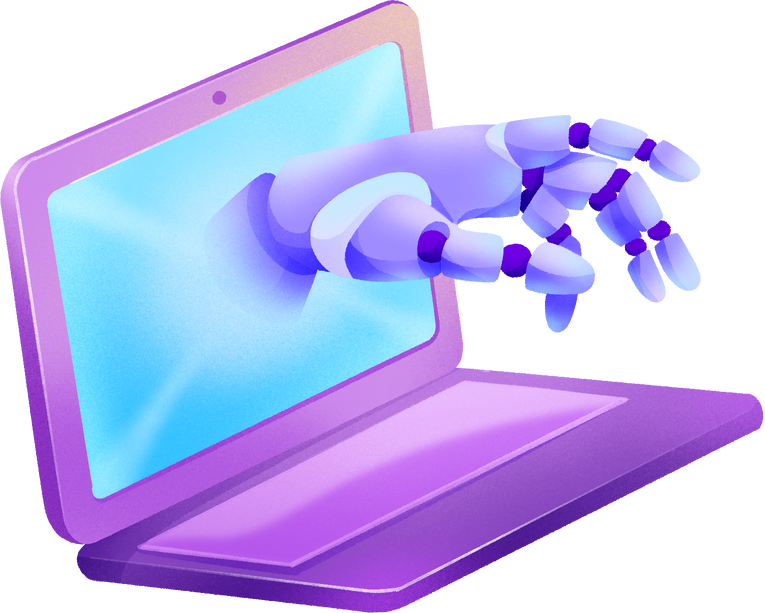 机器人编程完整插画-电脑